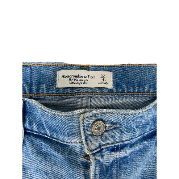 Abercrombie & Fitch Medium Wash The '90s Straight Ultra High Rise Jeans Size 4 - Picture 5 of 12